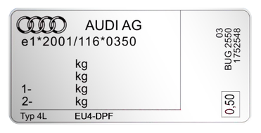 AUDI AG 4 výrobný štítok