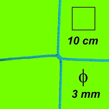 Bezuzlová sieť, 3 mm hrúbka, oko 10 cm, zelená farba