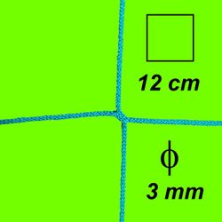 Bezuzlová sieť, 3 mm hrúbka, oko 12 cm, zelená farba