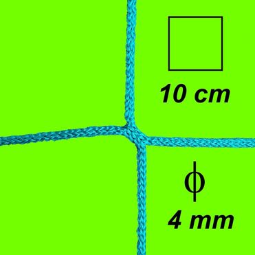 Bezuzlová sieť, 4 mm hrúbka, oko 10 cm, zelená farba