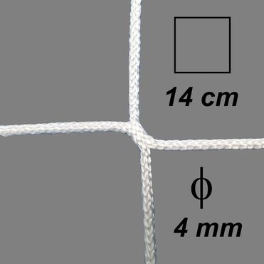 Bezuzlová sieť, 4 mm hrúbka, oko 14 cm, biela farba