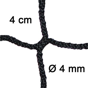 Bezuzlová sieť, 4 mm hrúbka, oko 4 cm, čierna farba