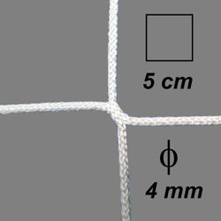 Bezuzlová sieť, 4 mm hrúbka, oko 5 cm, biela farba