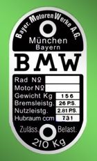 BMW München Bayern výrobný štítok