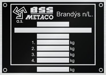 BSS výrobný štítok METACO Brandýs nad Labem