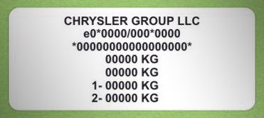 Chrysler GROUP LLC výrobný štítok