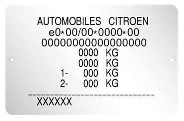 Citroen AUTOMOBILES 2 výrobný štítok