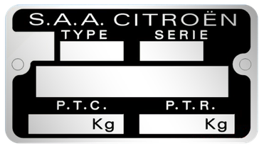 Citroen SAA 78x43 výrobný štítok