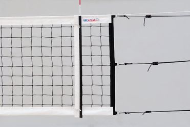 KV Řezáč Plážová volejbalová sieť s 6 napínakmi čierná, biele olemovanie.