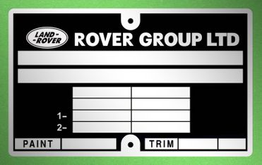 Land Rover GROUP LTD výrobný štítok
