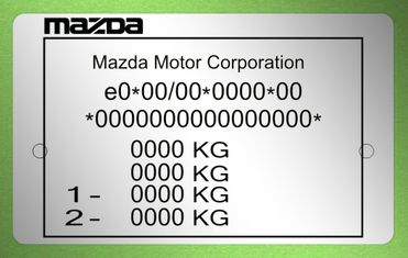 MAZDA MOTOR CORPORATION 2 výrobný štítok