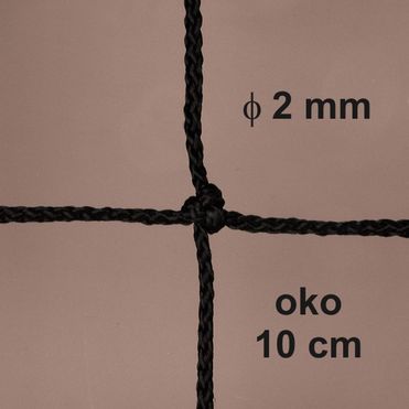 Sieť z 2mm šnúry, oko 10 cm, čierna farba