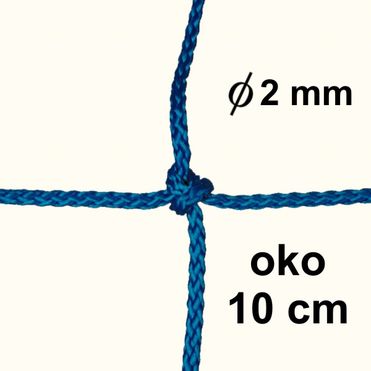 Sieť z 2mm šnúry, oko 10 cm, modrá farba