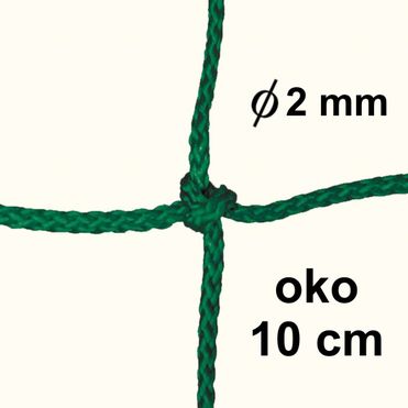 Sieť z 2mm šnúry, oko 10 cm, zelená farba