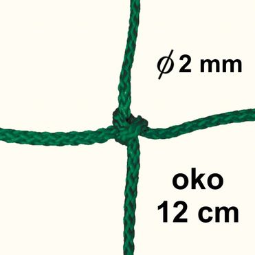 Sieť z 2mm šnúry, oko 12 cm, zelená farba
