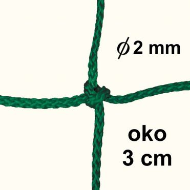 Sieť z 2mm šnúry, oko 3 cm, zelená farba