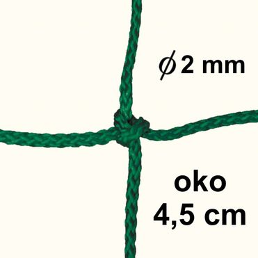 Sieť z 2mm šnúry, oko 4,5 cm, zelená farba
