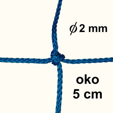 Sieť z 2mm šnúry, oko 5 cm, modrá farba