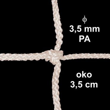 Sieť z 3,5mm PA šnúry, oko 3,5 cm, biela farba