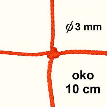 Sieť z 3mm šnúry, oko 10 cm, červená farba